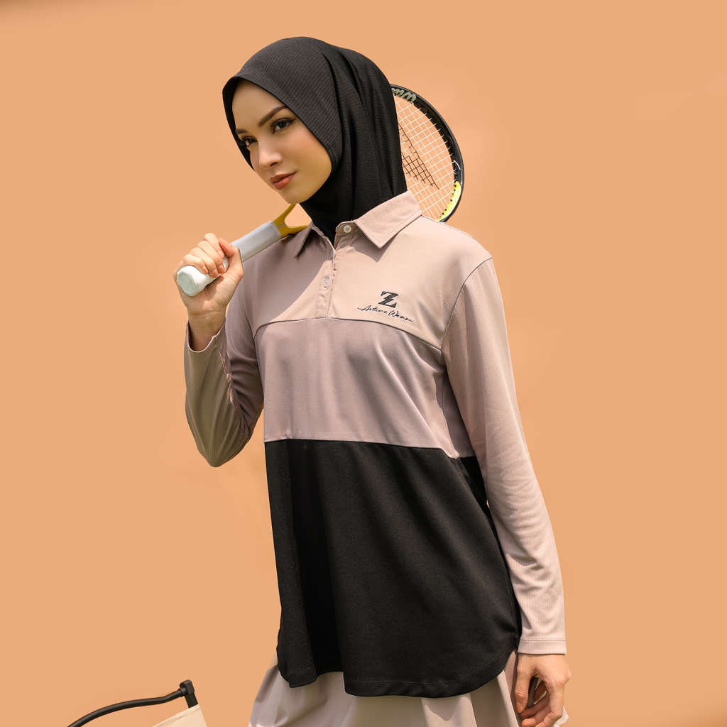 Pique Longsleeve Polo Dusty Pink