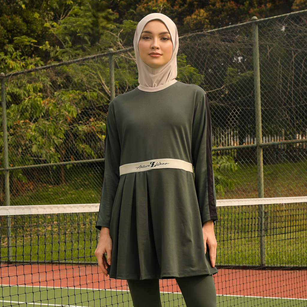 Athletics Pleated Dress Green Army