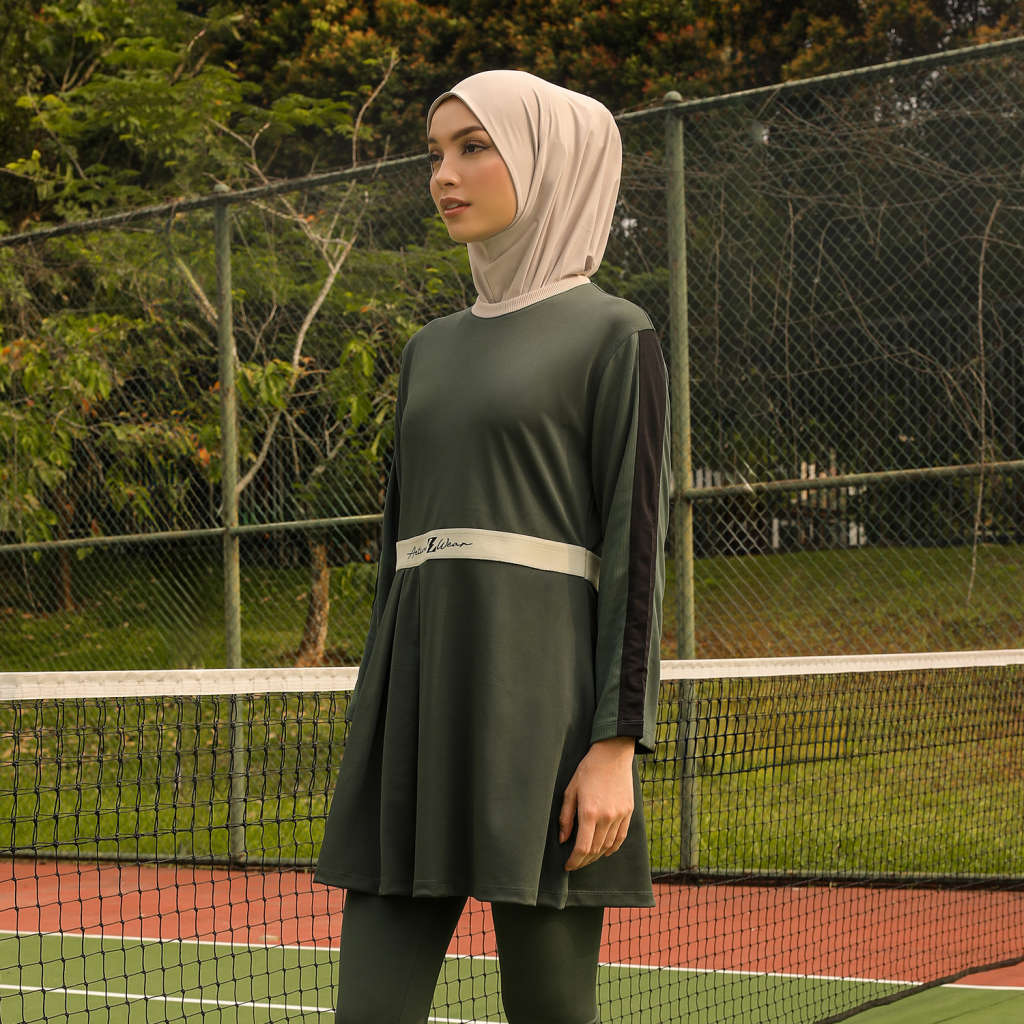 Athletics Pleated Dress Green Army